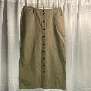 Relativity Olive Button-Front Midi Skirt